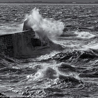 Buy canvas prints of Sea Storm at Burghead Pier by Tom McPherson