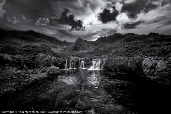 Fairy Pools, Isle of Skye (mono) Picture Board by Tom McPherson