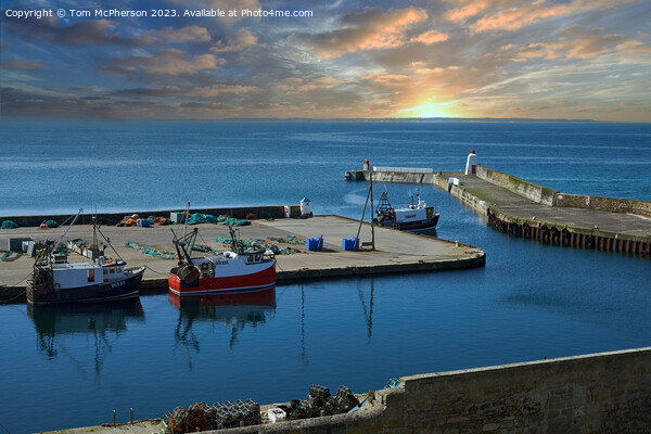 Burghead Harbour Entrance and Pier Picture Board by Tom McPherson