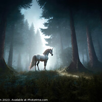 Buy canvas prints of Mythical Unicorn in Forest  by Tom McPherson