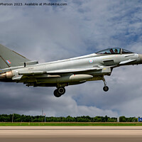Buy canvas prints of The Typhoon Landing at RAF Lossiemouth by Tom McPherson