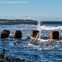 Buy canvas prints of Covesea Skerries Lighthouse seascape by Tom McPherson