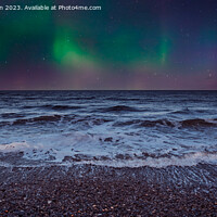 Buy canvas prints of Aurora Borealis glowing over Findhorn Beach by Tom McPherson
