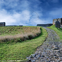 Buy canvas prints of Geese Fly Over Duffus Castle by Tom McPherson