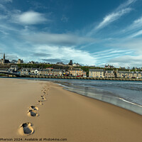 Buy canvas prints of Footprints in the Sand, Lossiemouth by Tom McPherson