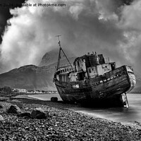 Buy canvas prints of Corpach Wreck Mono by Tom McPherson