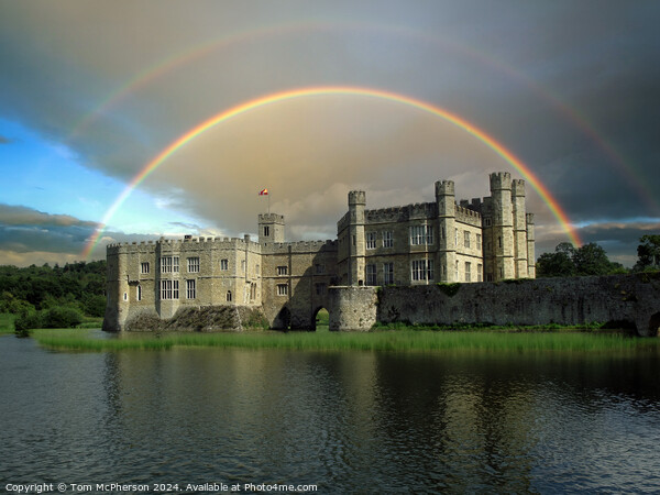 Double Rainbow over Leeds Castle Picture Board by Tom McPherson