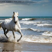Buy canvas prints of White Andalusian horse in Oils by Tom McPherson