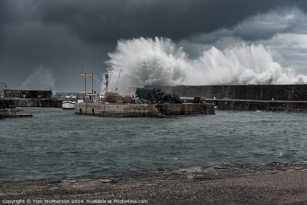 Storm at Hopeman Harbour Picture Board by Tom McPherson