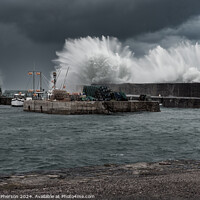 Buy canvas prints of Storm at Hopeman Harbour by Tom McPherson