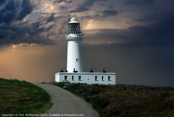 Storm at Flamborough Head Lighthouse Picture Board by Tom McPherson