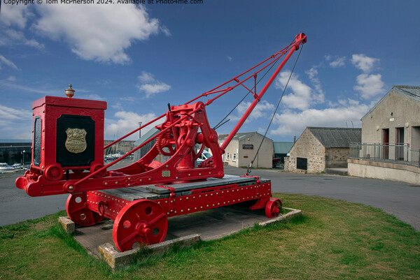 Hopeman Harbour Crane Picture Board by Tom McPherson