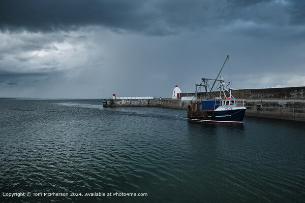 Burghead Harbour Fishing Boat Picture Board by Tom McPherson