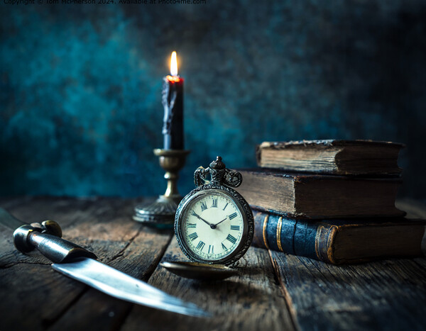 Still Life with Books, Knife, and Candle Picture Board by Tom McPherson