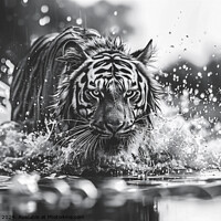 Buy canvas prints of Tiger running through water by Kia lydia