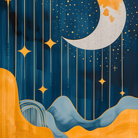 Buy canvas prints of Moon and stars by Kia lydia