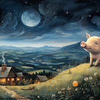 Buy canvas prints of Pig on a hill by Kia lydia