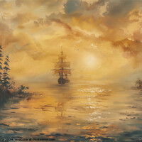 Buy canvas prints of Galleon at sunset by Kia lydia