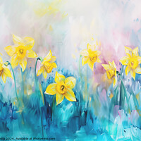 Buy canvas prints of Daffodil Water colour by Kia lydia