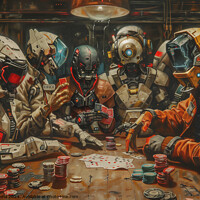 Buy canvas prints of Robots playing poker  by Kia lydia