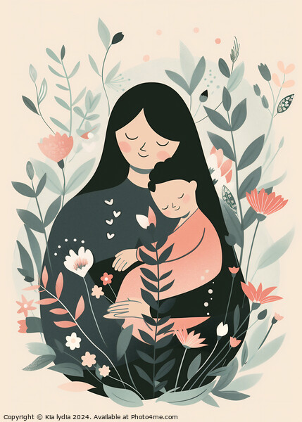 Mother and Child illustration Picture Board by Kia lydia