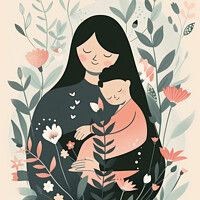 Buy canvas prints of Mother and Child illustration by Kia lydia