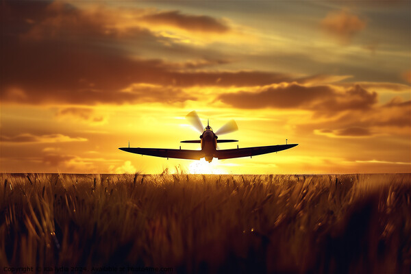 Spitfire sunset silhouette  Picture Board by Kia lydia