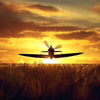 Buy canvas prints of Spitfire sunset silhouette  by Kia lydia