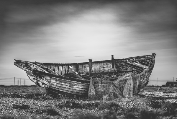 The Lone Fishing boat at Dungeness Picture Board by Kia lydia