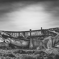 Buy canvas prints of The Lone Fishing boat at Dungeness by Kia lydia