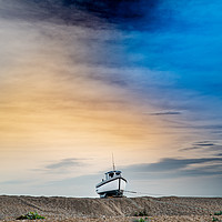 Buy canvas prints of Tethered Boat on a painted sky by Kia lydia