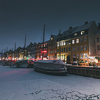Buy canvas prints of Frozen Nyhavn canal in winter by Dalius Baranauskas