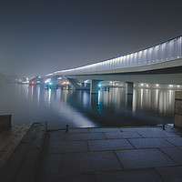 Buy canvas prints of Copenhagen Inderhavnsbroen bridge foggy evening by Dalius Baranauskas
