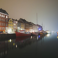 Buy canvas prints of Foggy evening in Nyhavn canal by Dalius Baranauskas
