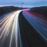 Buy canvas prints of Light trails in highway of Denmark by Dalius Baranauskas