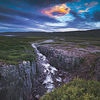 Buy canvas prints of Waterfall in Bjarnarfjördur valley Iceland 1/3 by Dalius Baranauskas