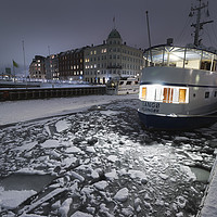 Buy canvas prints of Frozen Nyhavn canal in winter by Dalius Baranauskas