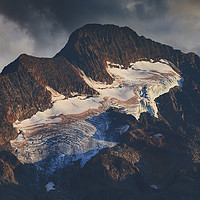 Buy canvas prints of Sunset light shines on peak of mountain Roche de l by Dalius Baranauskas