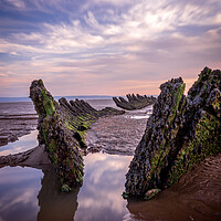 Buy canvas prints of Shipwreck SS Nornen in Somerset at Sunset by Steven Fleck