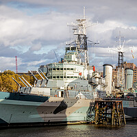Buy canvas prints of HMS Belfast, City of London. by David Jeffery