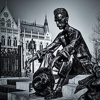 Buy canvas prints of Attila Jozsef Statue, Parliament Square, Budapest. by David Jeffery