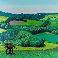 Buy canvas prints of Summer Grazing: Triptych (Right) by Lisa Hands