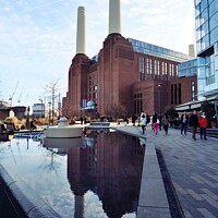 Buy canvas prints of Battersea Power Station with reflection by Nathalie Hales