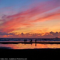 Buy canvas prints of Sunset at Treyarnon Bay, Cornwall by Nathalie Hales