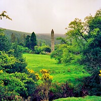 Buy canvas prints of Round Tower, Glendalough Ireland by Nathalie Hales