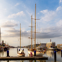 Buy canvas prints of Scenic view of the port of Bremerhaven at sunset by Juan Jimenez