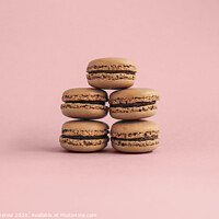 Buy canvas prints of Macaroons isolated on pink background  by Juan Jimenez