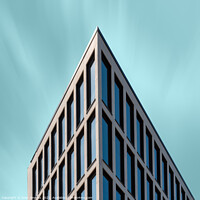 Buy canvas prints of Abstract Detail of Minimalist Building Against Teal Blue Sky by Juan Jimenez