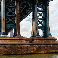 Buy canvas prints of Detail of Pillar of Manhattan Bridge in New York City.  by Juan Jimenez