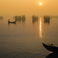 Buy canvas prints of Cox's Bazar, Bangladesh, sunrise over fishing port by Robert Pastryk